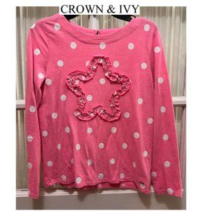 Crown & Ivy pink & white long-sleeve top; girls' size L